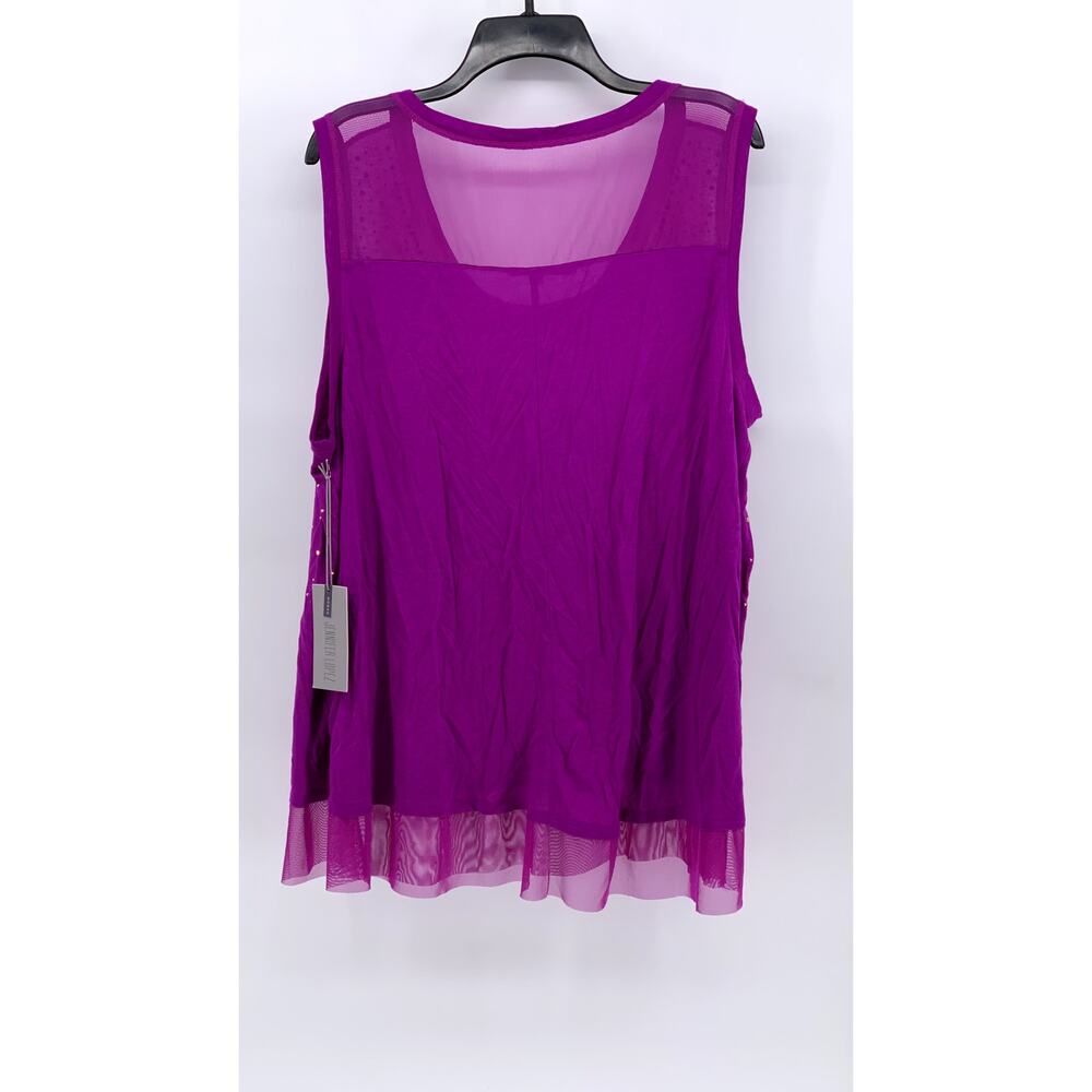 JENNIFER LOPEZ Women's Plus Hot Magenta Embellished Mesh Tank Top SZ 2X - Picture 2 of 12